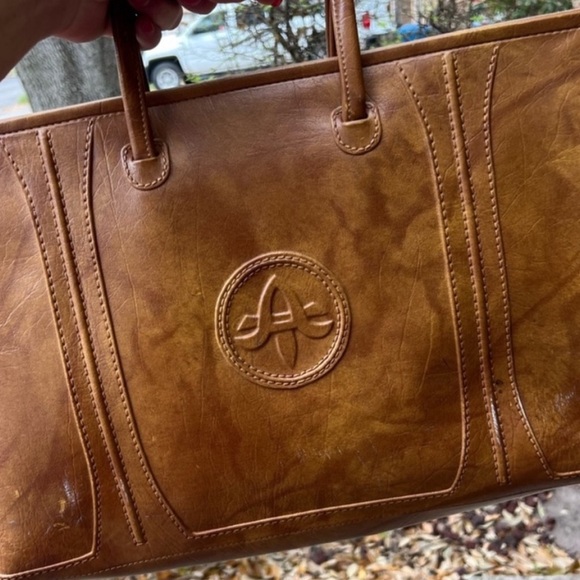 Vintage Tan Leather American Tourister 1975 Briefcase Bag Brown Chestnut - Picture 1 of 6